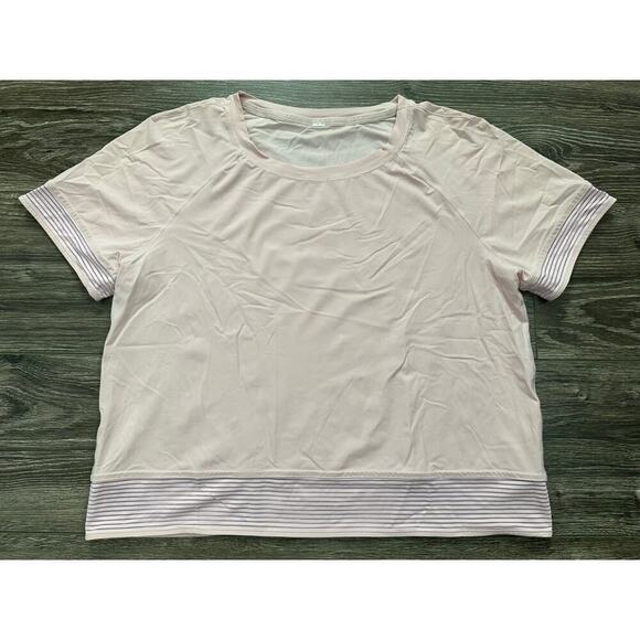 lululemon athletica Tops - Lululemon Stripe In Stride Short Sleeve Pink